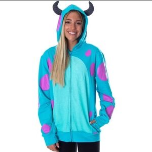 Pixar Unisex Monsters Inc Sulley Character Costume Sweatshirt Zip Hoodie Size L